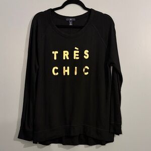 GAP Women’s Black Sweater Knit Top with Gold Lettering